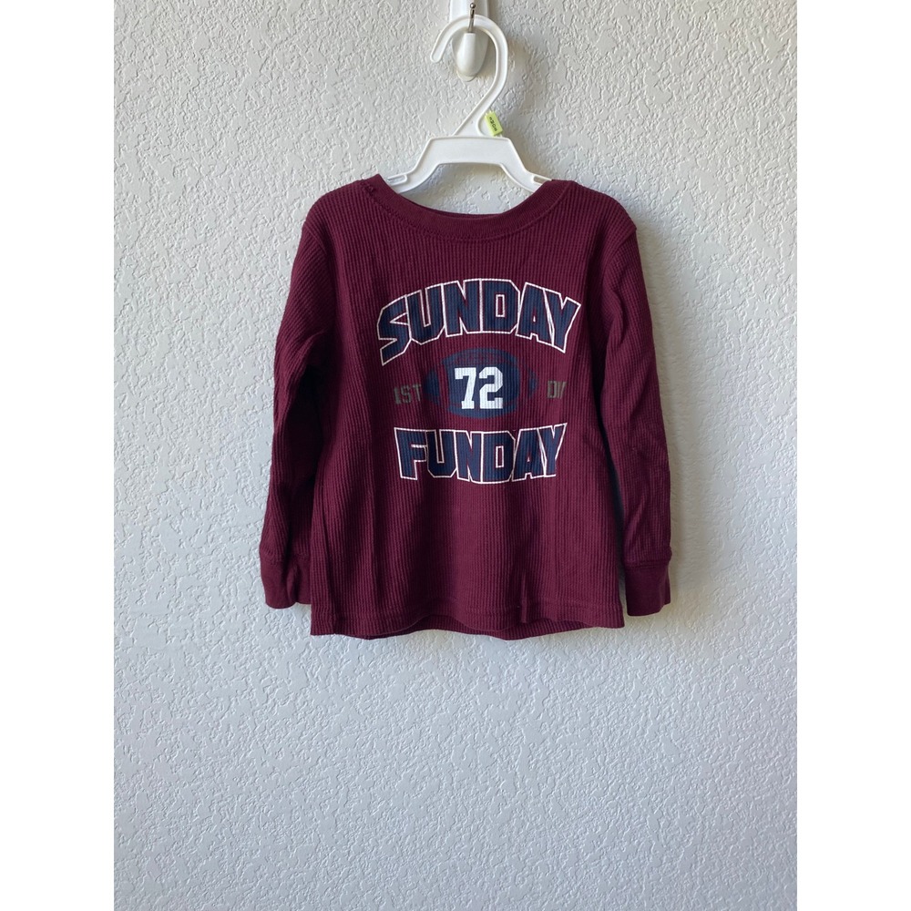 Garanimals Boys Sunday Funday Graphic Waffle Knit Shirt Size 2T Burgundy Red